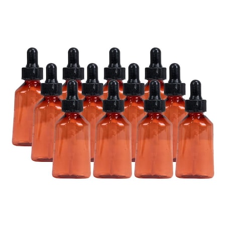 Oasis Amber Plastic Dropper Bottle, 1oz, 12 Per Box 1OZ